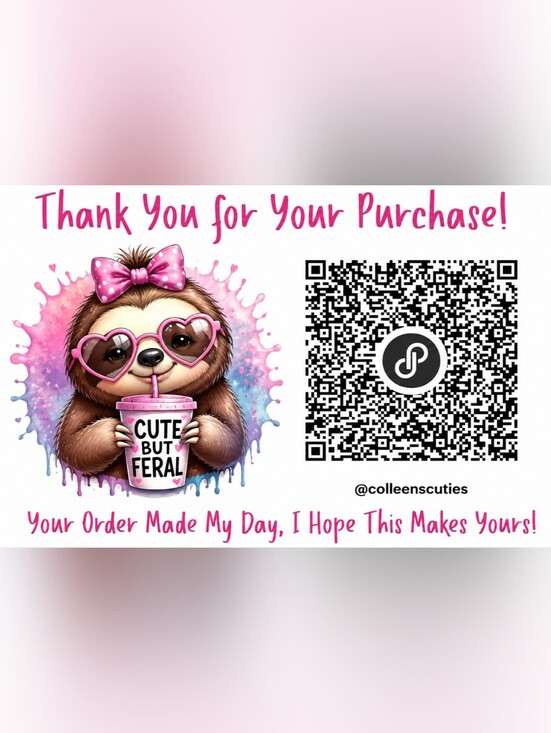 Hand Crafted Other - @colleenscuties Custom Sloth Cute But Feral - 50 Count Cards
